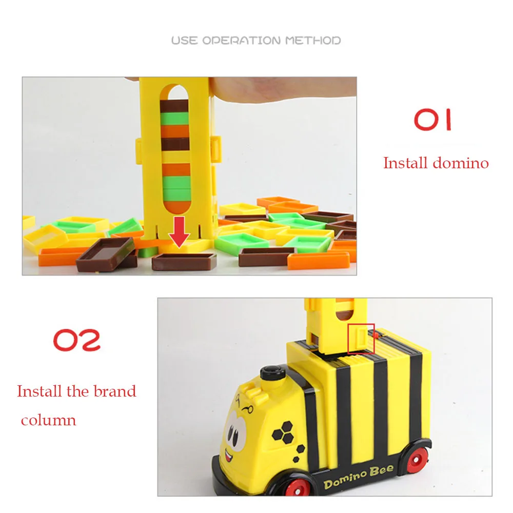 Автоматическая укладка домино кирпич Поезд Автомобиль набор звуковой светильник дети красочные пластиковые блоки домино игра игрушки набор подарок для девочек и мальчиков