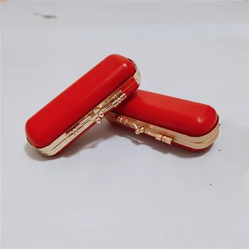 

9.5X3.5 cm very very small gold color red plastic box clutches evening metal box clutches wholesale 1 pieces diy handbag parts