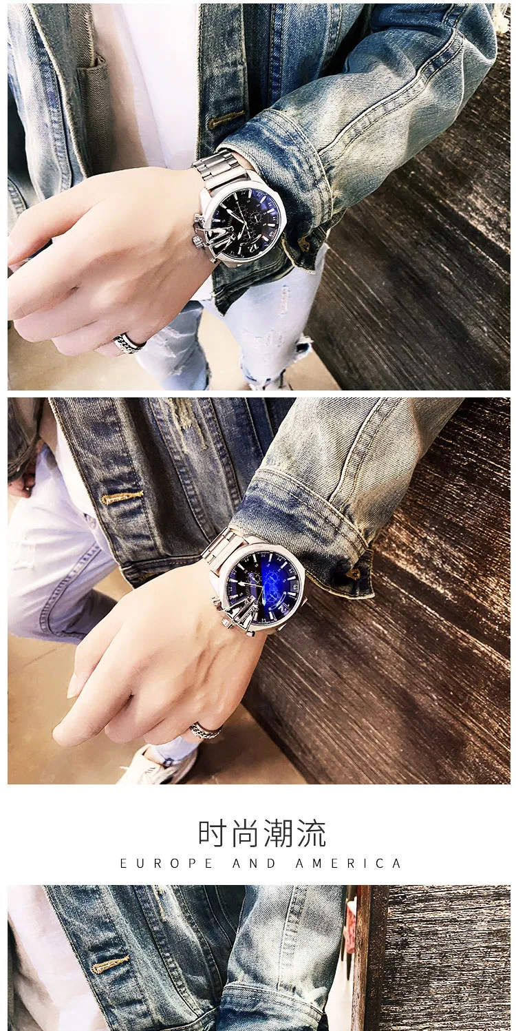 Big Dial Watch For Men Wrist Watches 2022 Stainless Steel Calendar Waterproof Creative Quartz Watches relogio masculino New