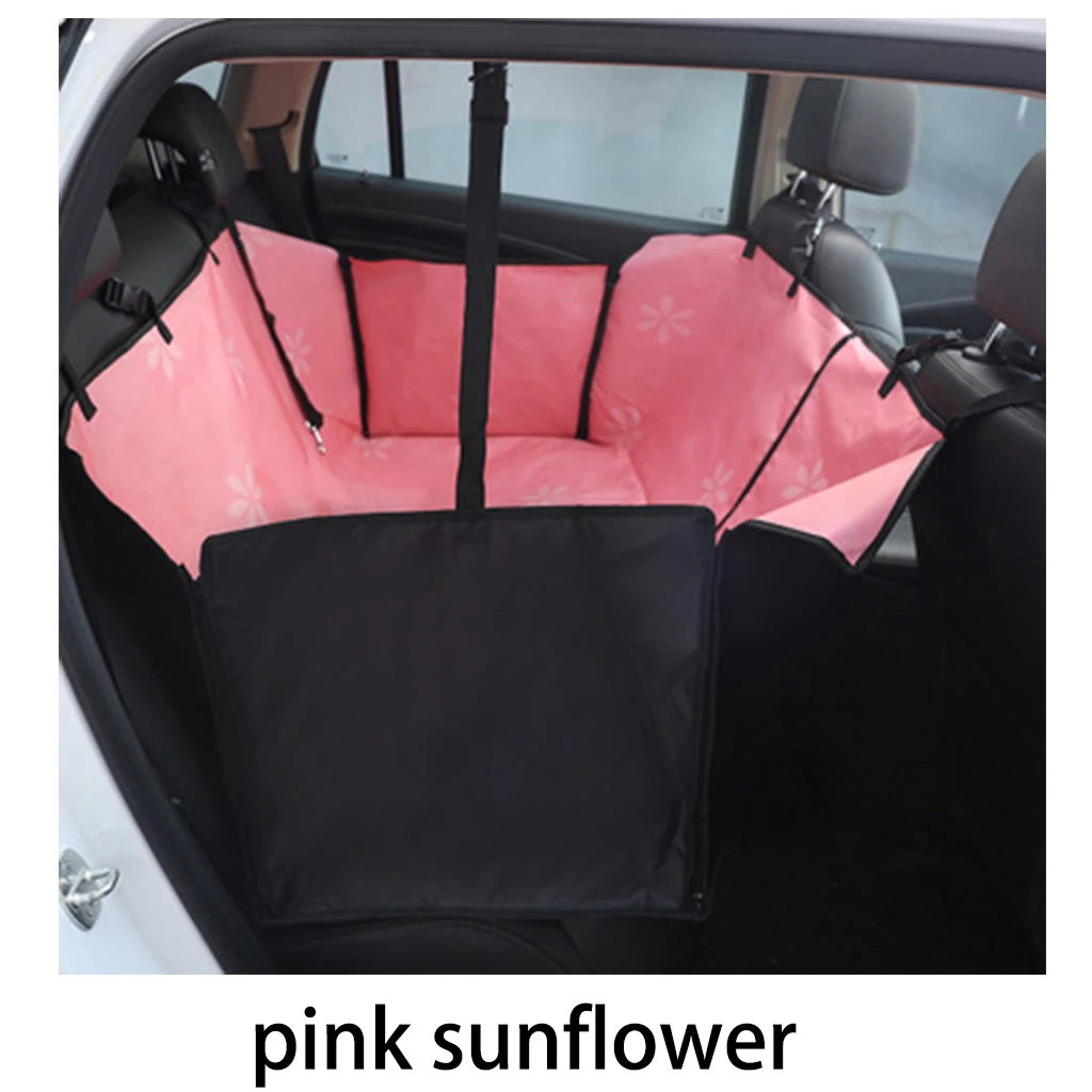 pink sunflower Переноска для домашних животных, ткань Оксфорд, рисунок лапы, автомобильный чехол для домашних животных, чехол для сиденья для собак, автомобильное заднее сиденье, переноска, водонепроницаемый коврик для домашних животных, гамак, подушка, защита - Название цвета: pink sunflower