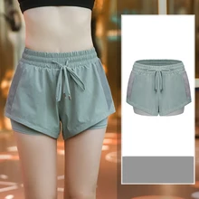 Большие размеры, спортивные шорты, женские шорты для бега, 2 в 1, быстросохнущие брюки для йоги, спортивные свободные шорты для фитнеса, дышащая спортивная одежда