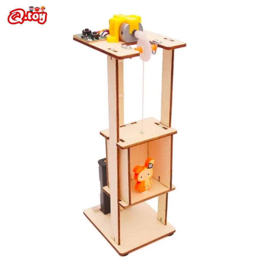 STEM toys Wooden Elevator Educational Science Experiment Material Kids STEAM Technology Set DIY Model Puzzle | Игрушки и хобби
