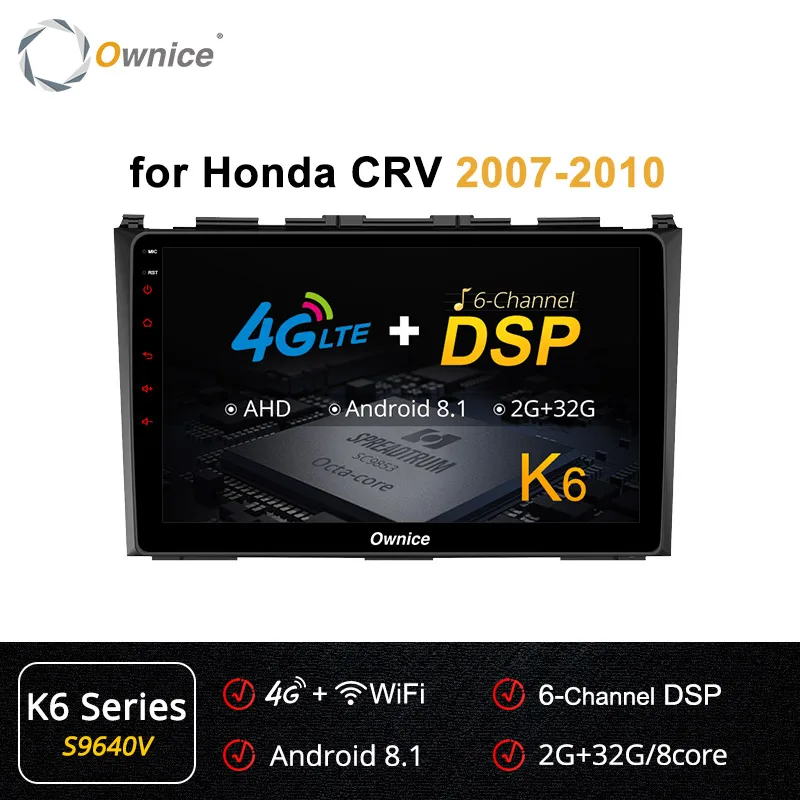 Ownice 360 Panorama k3 k5 k6 Car DVD GPS android9.0 for Honda CR-V 3 2006 2007 2008 2009 2010 2011 Video Radio DSP 4G LTE SPDIF - Цвет: S9640 K6