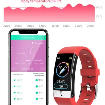 

E66 Fitness Tracker Bracelet Body Temperature ECG Smart Bracelet Heart Rate Monitor Smart Watch Music Control Sport Band VS T1