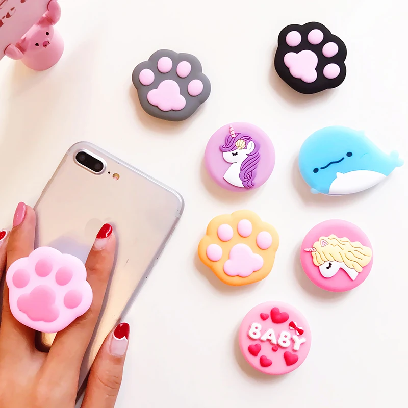 

Cartoon Gasbag Mobile Phone Holder Finger Ring Bracket Anti-Drop Extensible Airbag Stand Mount For iPhone X XS XR 8 7 6s