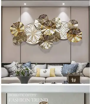 

American Luxury Wrought Iron Leaf 3D Wall Sticker Home Livingroom Background Wall Hanging Crafts Office Wall Mural Decoration