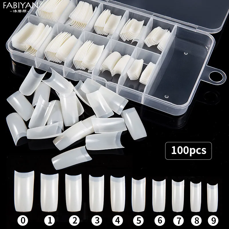 

Natural Color 100pcs Box Package Clear Tips Half Cover Lady French False Nail Art Acrylic Finger UV Tools