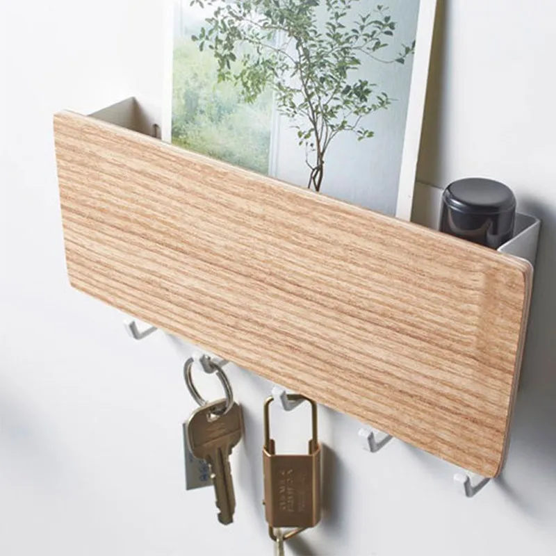 

Key Hanger Decorative Simple Small Wall Hook Space Saving Easy Install Home Bedroom Wall Retro Wooden Door Back Storage Rack