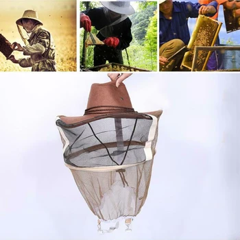 

Beekeeping Beekeeper Cowboy Hat Dark Red Bee Insect Net Veil Face Protector