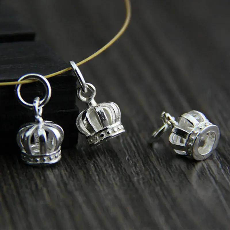 

Real 925 Sterling Silver Accessories Crown Shape Charm Suit DIY Earrings Bracelet Pendant Necklace Fine Jewelry Findings A0250