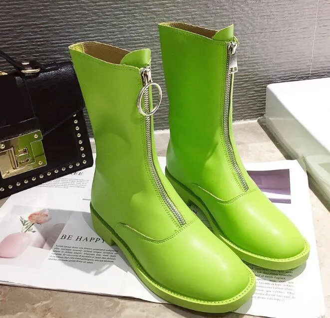 

Zipper Low Heels booties Lace Up Boots Booties Ladies Shoes Martins For Women Round Toe Bootee Woman 2019 Luxury Designer Rock