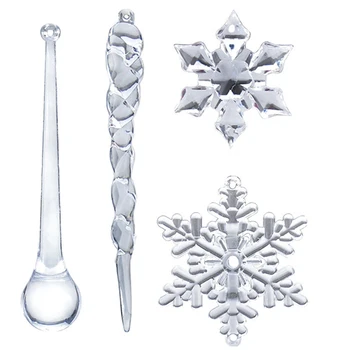 

40PC Snowflake Icicle Christmas Ornaments New Year Ornaments Crystal Christmas Tree Transparent Ornaments