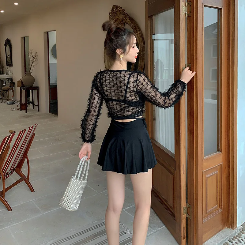 

Long Sleeve Japanese-style New Style Sweet Lace Slimming xing gan qun-Two-piece Swimsuits Seaside Holiday Hot Springs Swimwear
