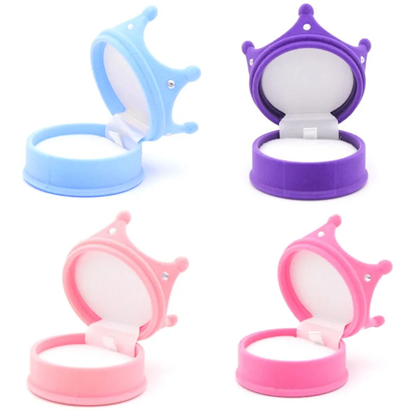 Crown Shape Lovely Flannel Wedding Engagement Ring Box For Earrings Jewelry Display Gift Holder | Дом и сад