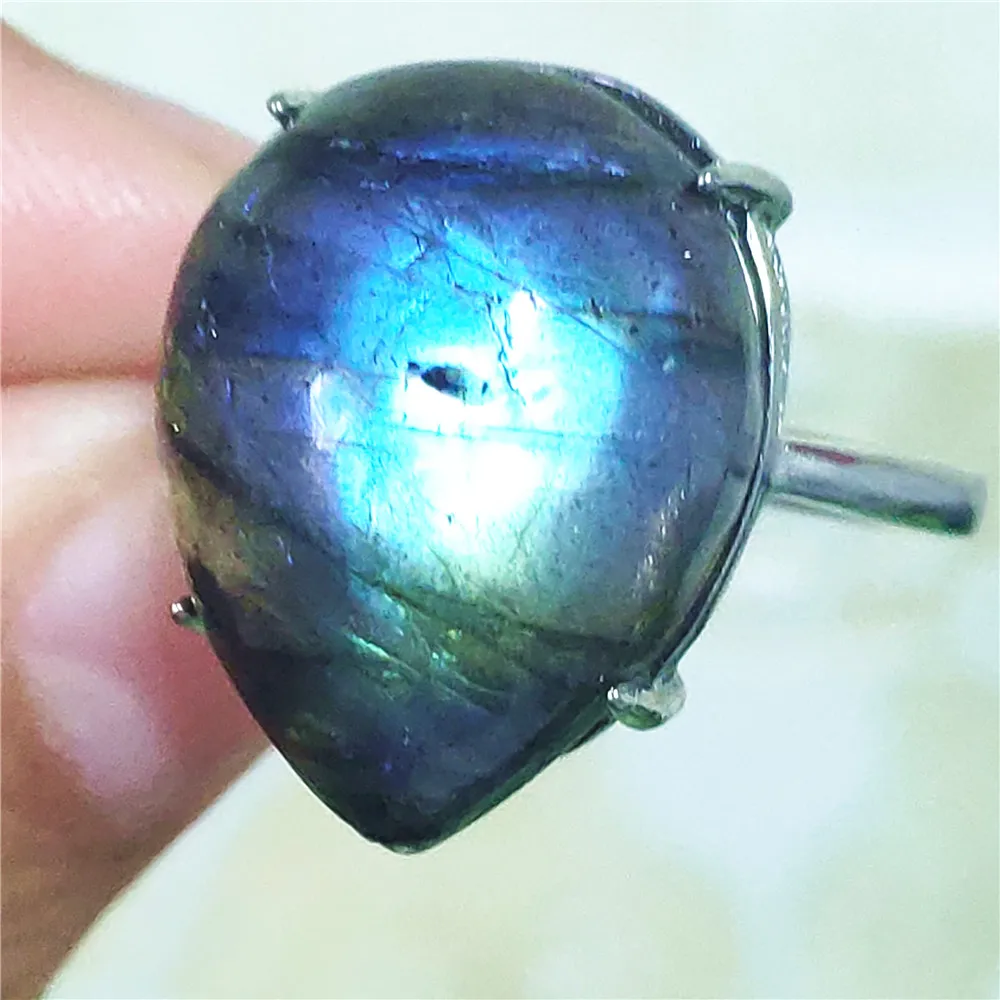 name necklace Genuine Natural Labradorite Blue Light Adjustable Ring 925 Sterling Silver Labradorite Oval Resizable Ring Jewelry AAAAAA gold necklace design