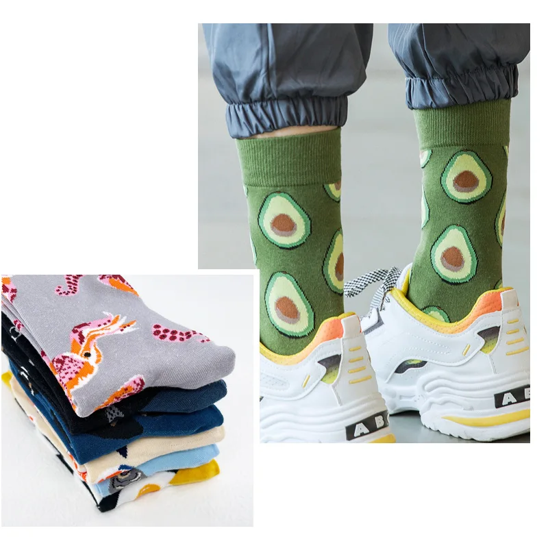 Mens Cotton Sock Winter Stripe Sports High Funny Cute Male Printed Casual Dot Geometry Animal Ice Cream Socks Pattern Gift