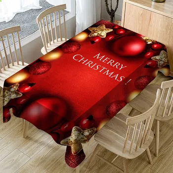 

1PC Christmas Themed Exquisite Tablecloths Rectangle Printing Reusable Dustproof Tablecloth Xmas Holiday Party Home Decoration