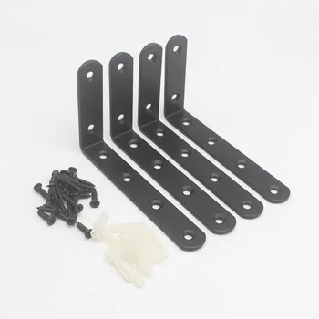 

4pcs/lot Black Metal Angle Shelf Brackets Home Wall Mounted L Shaped Angle Shelf Brackets Heavy Duty Support Rack QDD1052