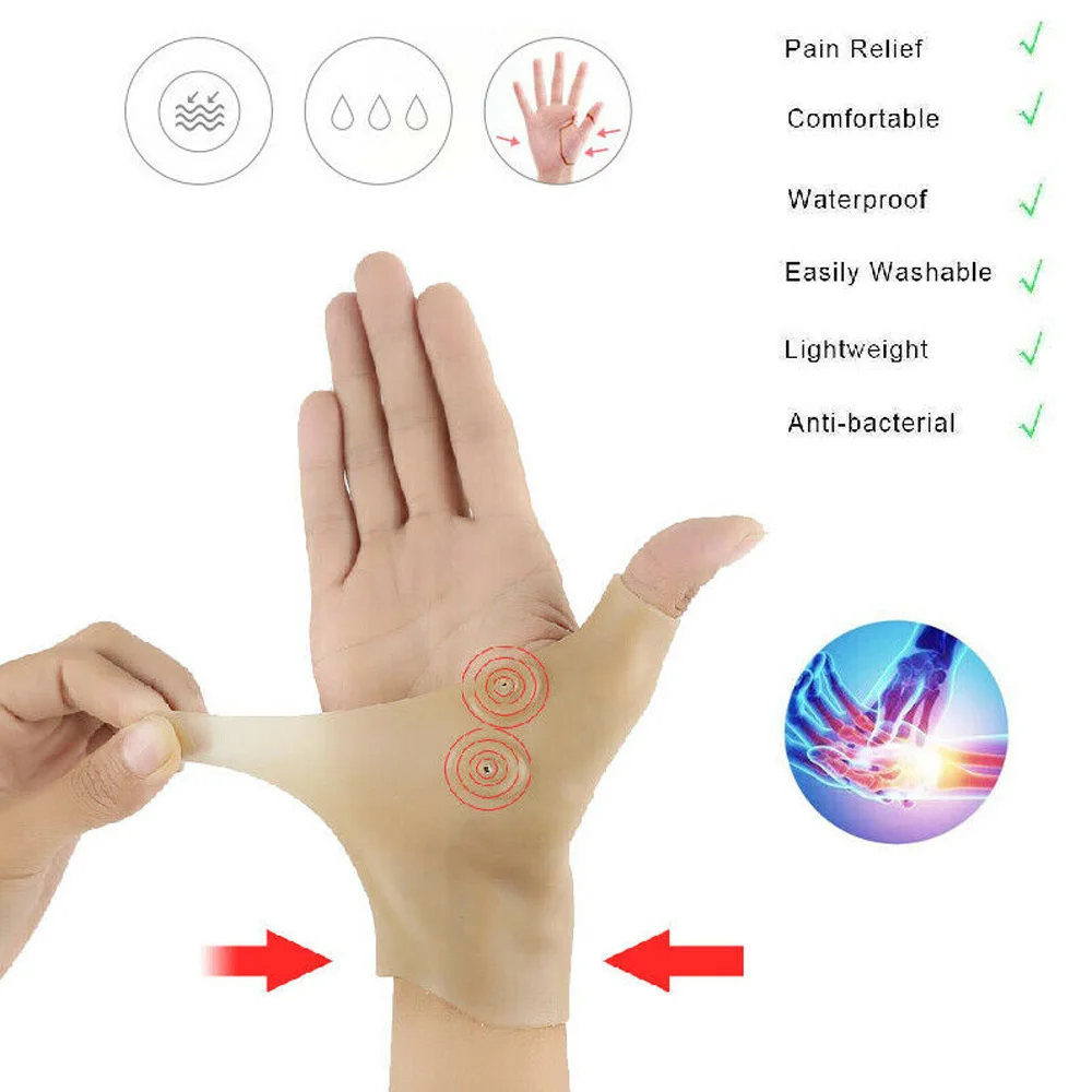 Tcare 1 шт. Магнитная терапия запястья рук большого пальца поддержка перчатки силиконовый гель артрит давление корректор массаж боли перчатки