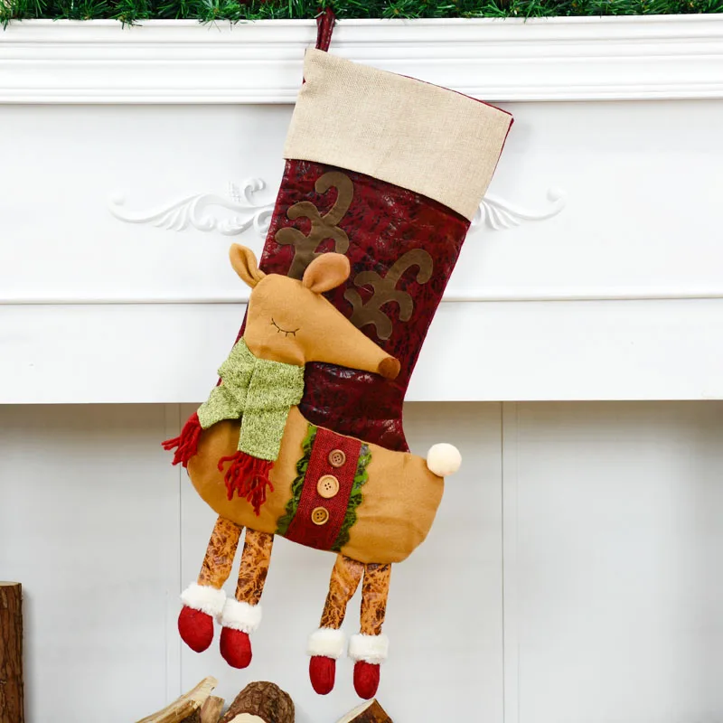 Рождественские подарочные сумки Санта Клаус снеговик лося сумки конфеты сумки рождественское подвесное украшение для дерева товары для дома Bolsas De Navidad - Цвет: elk