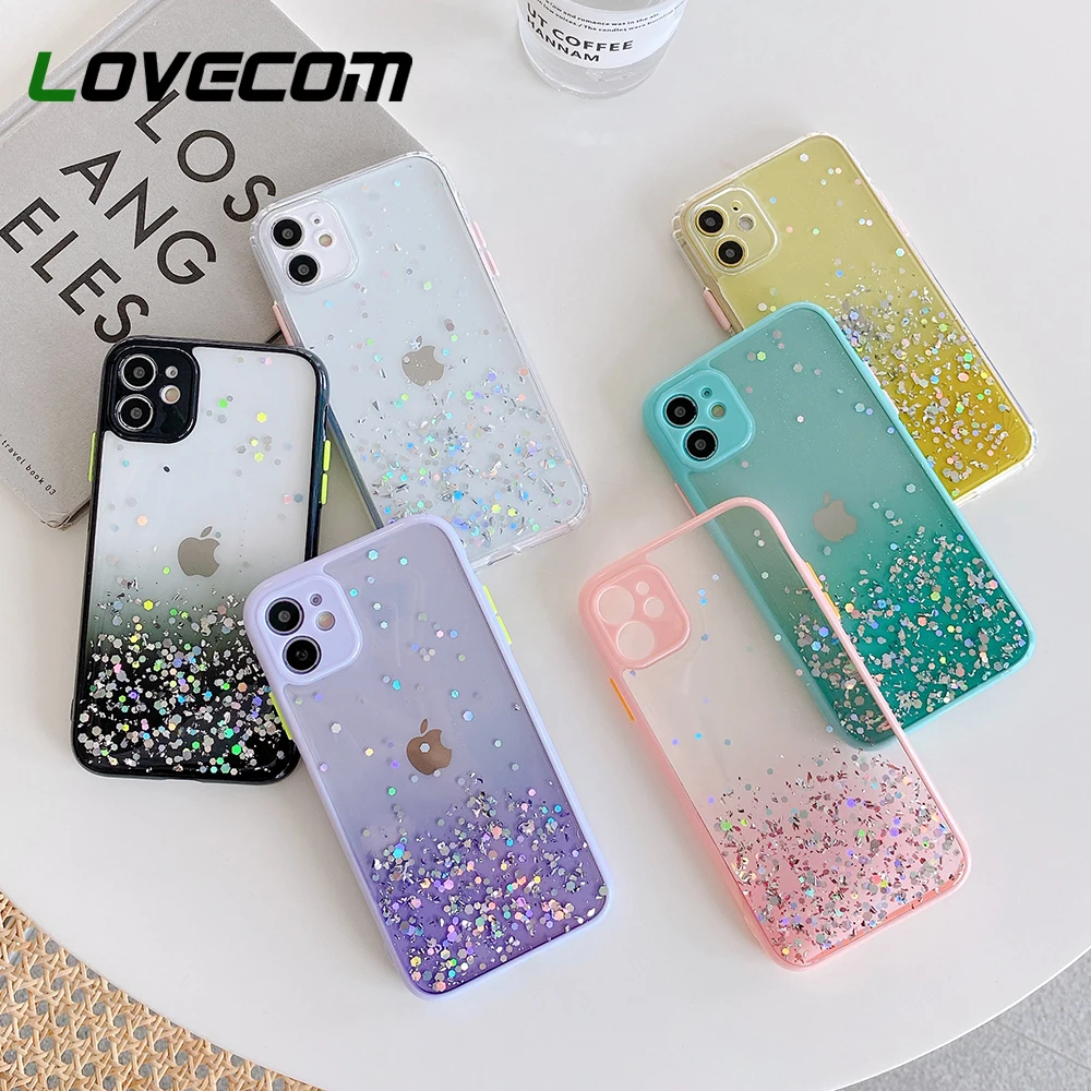 LOVECOM Gradient Color Glitter Sequins Phone Case For iPhone 11 Pro Max XR XS Max 7 8 Plus X Soft Epoxy Clear Back Cover Gifts LOVECOM Gradient Color Glitter Sequins Phone Case For iPhone 11 Pro Max XR XS Max 7 8 Plus X Soft Epoxy Clear Back Cover Gifts