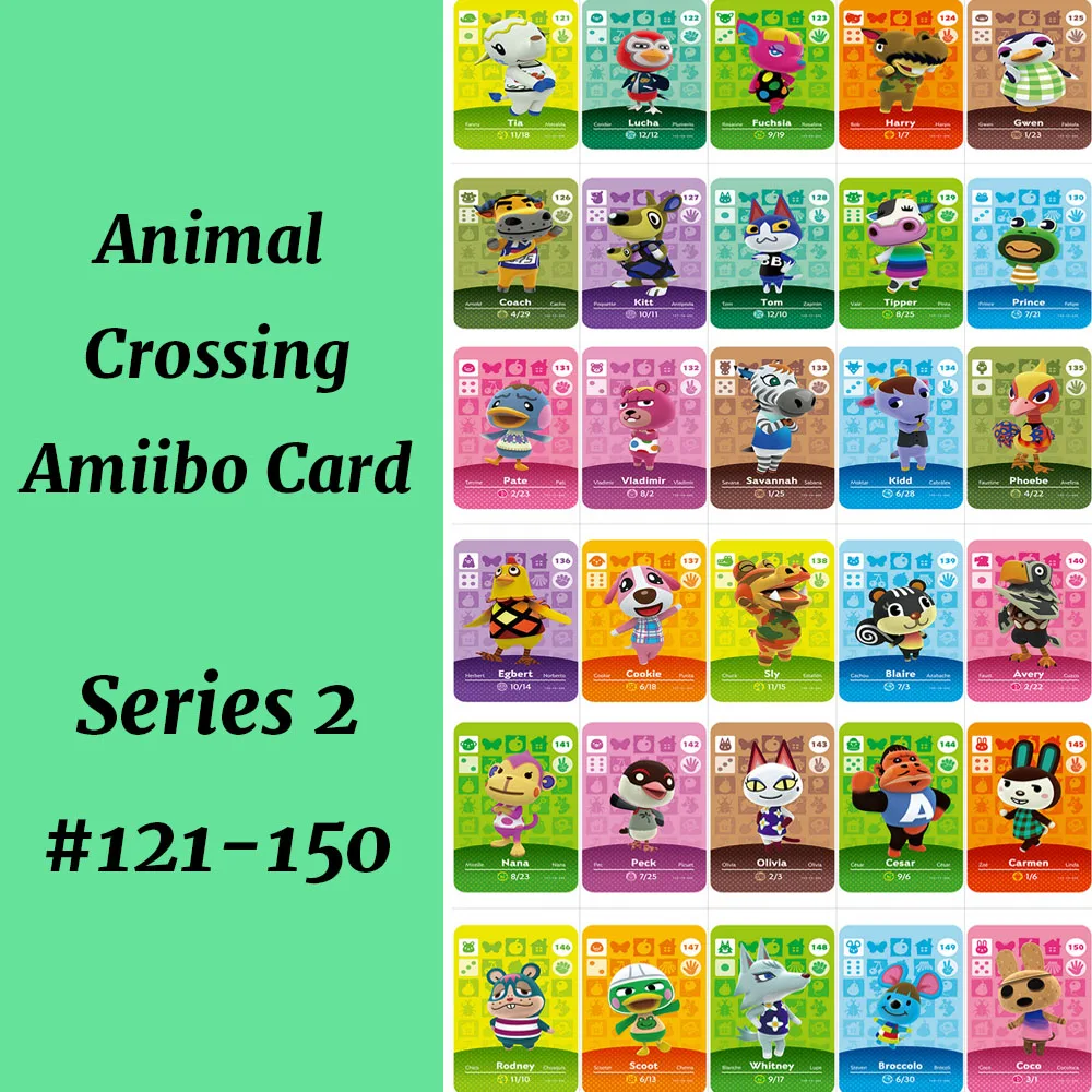 

Series 2(121-150) Animal Crossing Card Work for NS Game Amiibo Card Support NFC