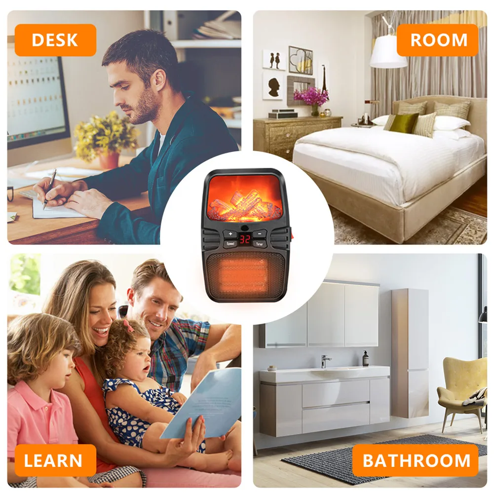  Mini Table Electronic Heater Hot Air Blower Small Adjustable Home Office Winter Bedroom Hand Warmer - 4000191793087