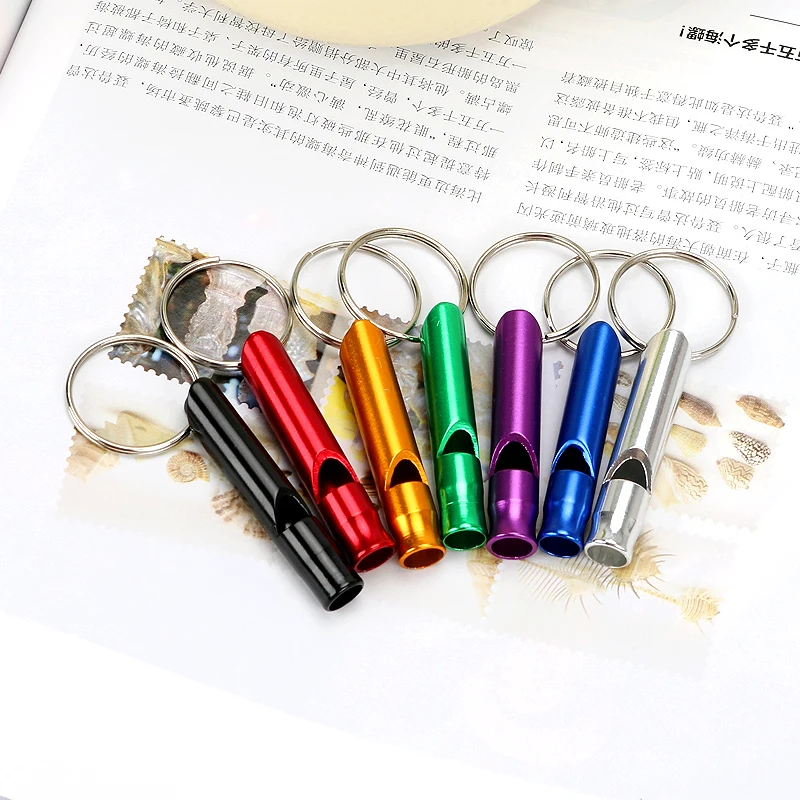 15pcs Emergency Whistle Aluminum Alloy Survival Whistle Keychain Outdoor Tool 