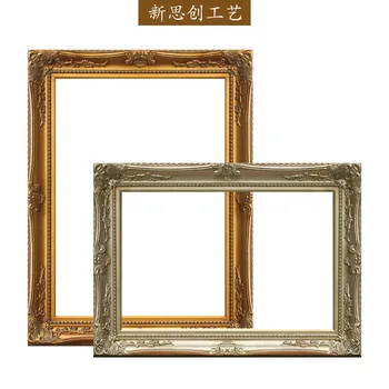 

Pine solid wood oil picture frame large wedding photo frame hotel mirror frame plaster surface classic picture frame