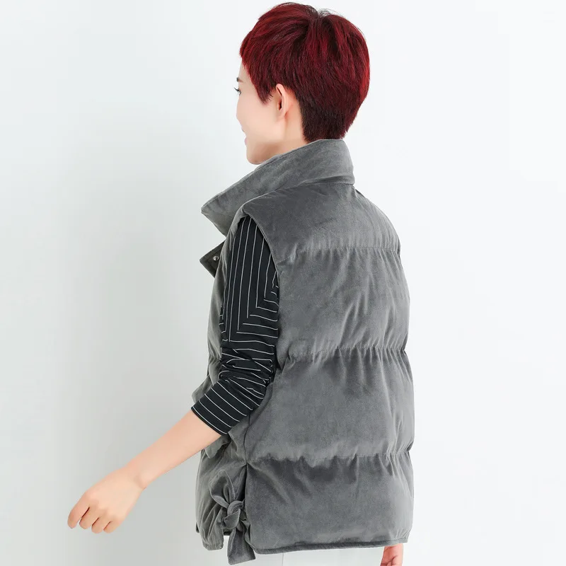 

2018 New Products Korean-style Short Gold Velvet Women's Cotton Vest Autumn And Winter Slimming Versatile down Cotton Solid Colo