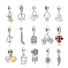 925 пробы серебряный браслет с крыльями ангела и сердцем, подвеска с надписью «I Love You», браслет Pandora, ювелирное изделие для женщин своими руками