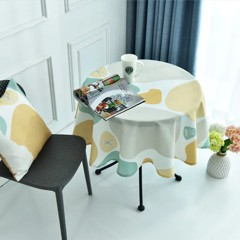  Nordic Round Tablecloth Simple Waterproof Restaurant Hotel Household Round Table Cloth Decoration