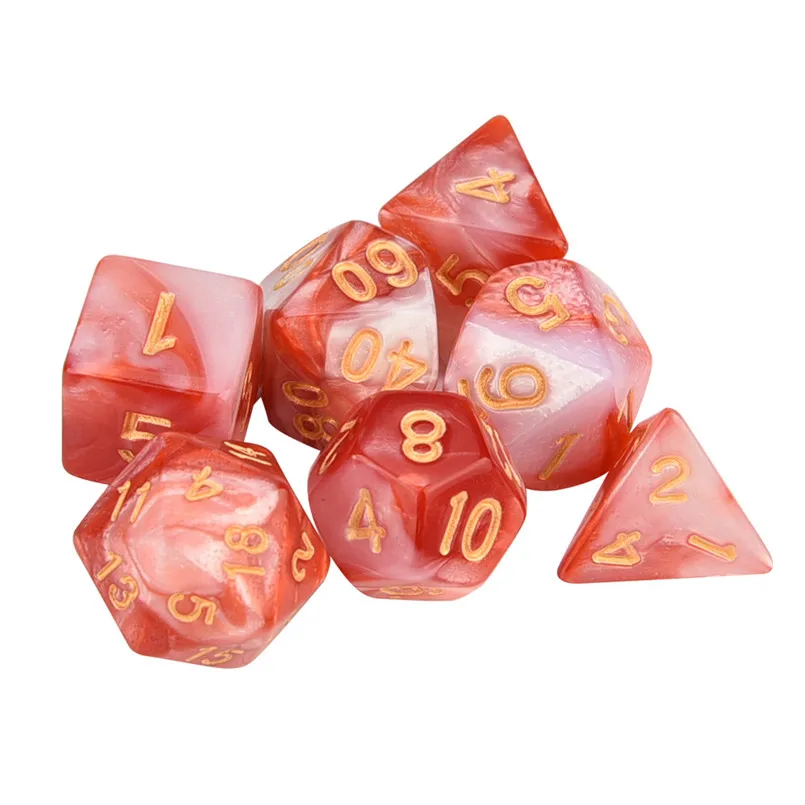 7Pcs dice set trgp game polyhedron D4-D20 multi-faceted new dice tower acrylic dados rpg two-color multi-faced dnd dice 30A19 (5)