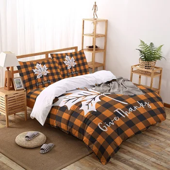 

Orange Lattice Bedding Set Four sets of customized bed sheets Bedding Sets Bedding Set Luxury