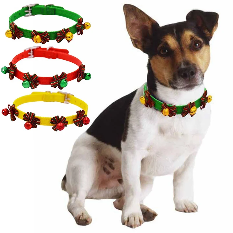 

Christmas Soft cloth Dog Collar Bow Knot Puppy Cat Pet Collar Harness Necklace For Small Medium Dog Suppliers For Pets Decor