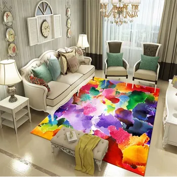 

Colorful Abstract Paiting Parlor Carpet Flannel Soft Bedroom Area Rugs Bedside Rugs Non-slip Large Carpet for Living Room Modern