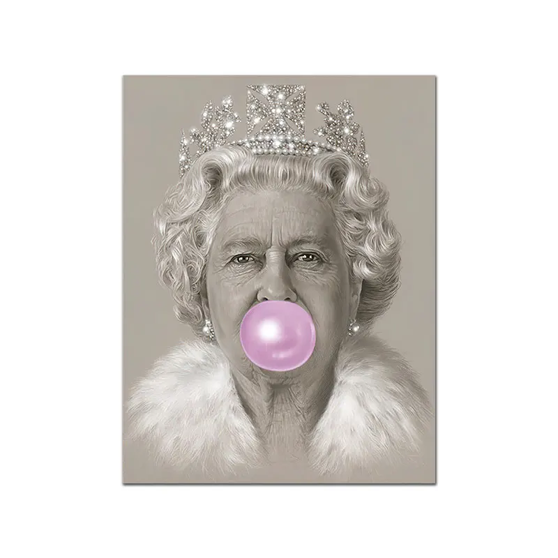 Elizabeth II плакат Bubblegum queen картины на холсте черный белый стены искусства картины для гостиной современные декоративные принты - Цвет: Picture 1