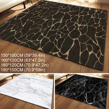 Большой ковер с черно-белым мраморным принтом для гостиной, Противоскользящий коврик для дивана татами