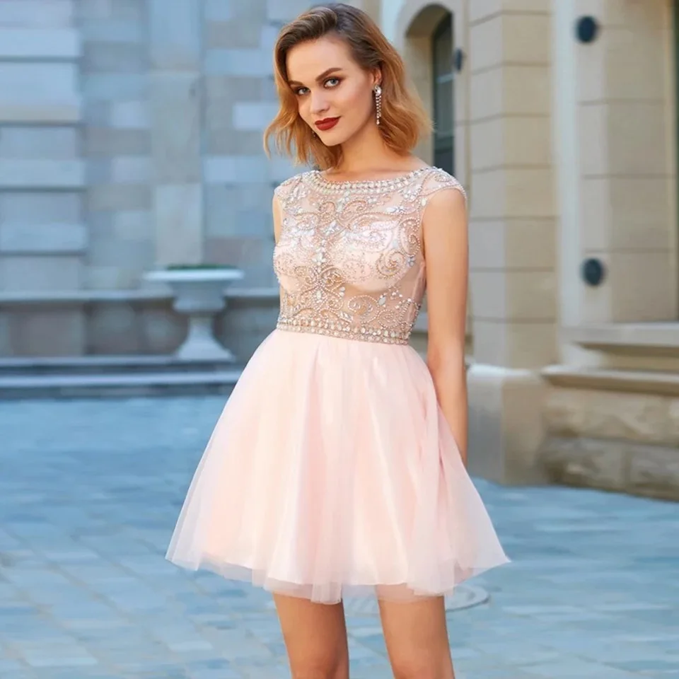 Elegant 3/4 Sleeve Homecoming Dresses 2021 A-line Sheer O-neck Lace  Appliques Satin Short Party Prom Gown Button Above Knee - Homecoming  Dresses - AliExpress