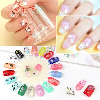 

Diealles 50 Sheets 3D Design Self Adhesive Tip Nail Art Sticker Decals 3D Design Manicure Tips Decal Decorations