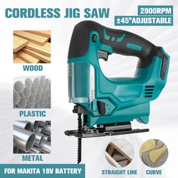 Makita – scie sauteuse électrique sans fil, 65mm, 2900RPM, pour le travail du bois, outil multifonction pour batterie 18V 