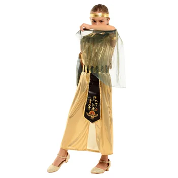 

Carnival Party Halloween Kids Egyptian Princess costume Girls Cleopatra Costume Egypt Queen Cosplay Costumes Golden Fancy Dress