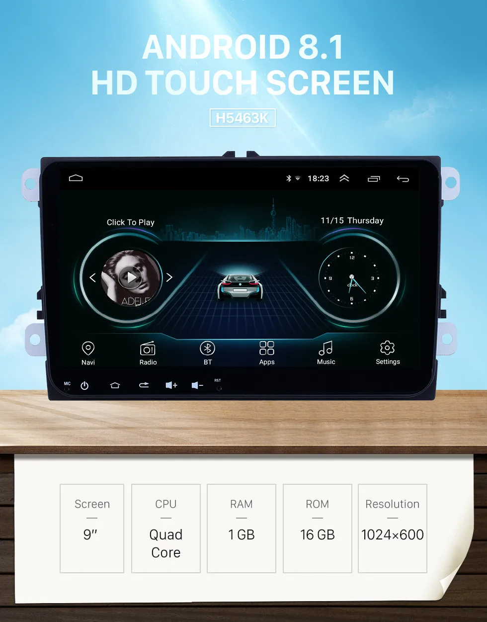 Seicane 2din Android 8.1 9" Car Multimedia Player GPS for Volkswagen Skoda Octavia golf 5 6 touran passat B6 polo tiguan rapid
