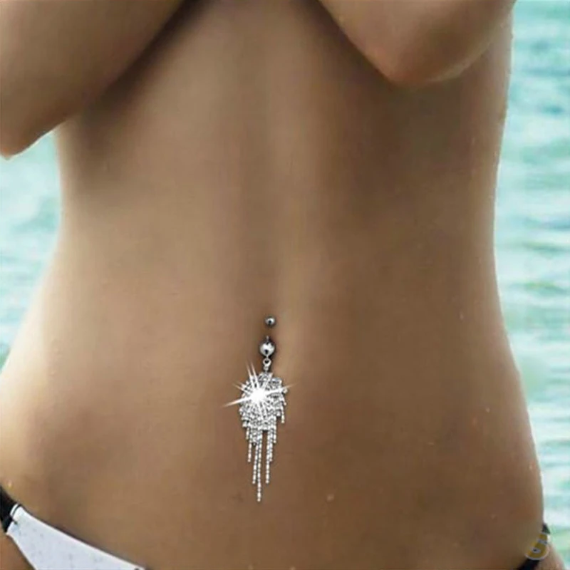 Charm Long Tassel Piercing Navel Pendant Earrings Beads Dangle Belly Button Rings Bohemian Bar Party Body Piercing Jewelry