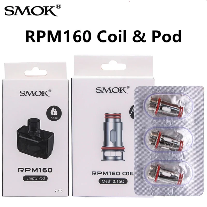 Original SMOK RPM160 Coil Mesh Heater 0.15ohm Resistance Electronic E Cigarette 7.5ml Pod Vape