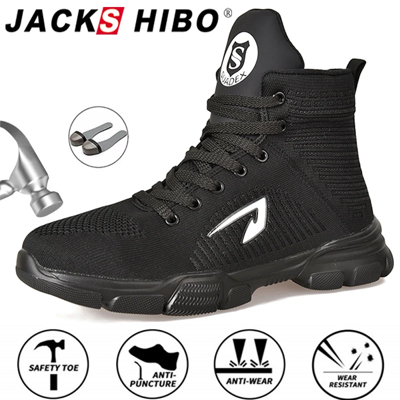 Shoes Boots JACKSHIBO Steel Safety Indestructible Men Anti-Smashing Toe-Cap All-Season