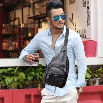 

Women and Men's Leather Crossbody Bags 2020 Fashion Leather Chest Bag Summer Spring Vintage Outdoor Shoulder Bags Girls and Boy