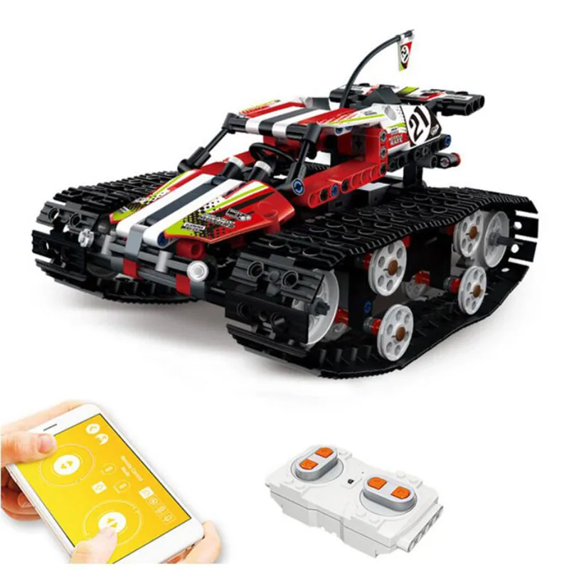 391 шт. Technic RC Гусеничный трюк гонщик строительные блоки приложение пульт дистанционного управления автомобиль кирпичи игрушки подарки для детей Крытый Открытый игрушки - Цвет: No original box