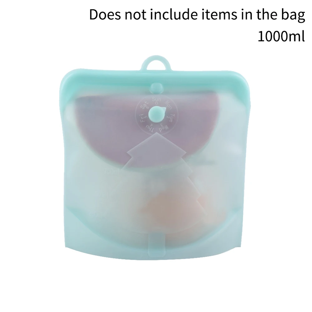 Food Storage Safe Reusable Portable With Date Pointer Silicone Folding Keep Fresh Sealed Leakproof Organizer Snack Bag Kitchen - Цвет: Синий