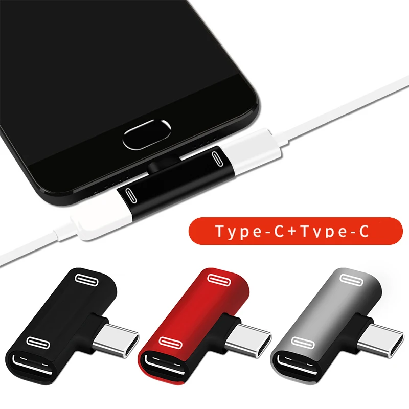 iphone charger converter 2 In 1 USB C Splitter Type C Male To Dual Type C Female Headphone Charger Adapter Splitter Converter For Xiaomi Huawei Samsung iphone to type c adapter